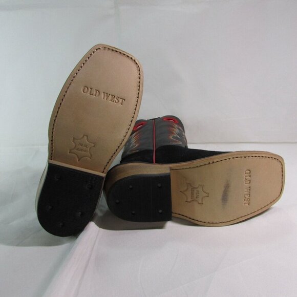 Old West Toddler Square Toe Suede Western Boots Black 8203 - Picture 4 of 4